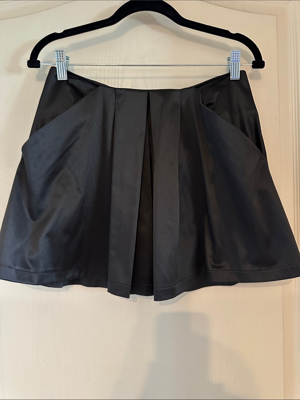 Black Mini Skirt with Front Pleats